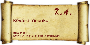 Kővári Aranka névjegykártya