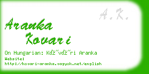 aranka kovari business card